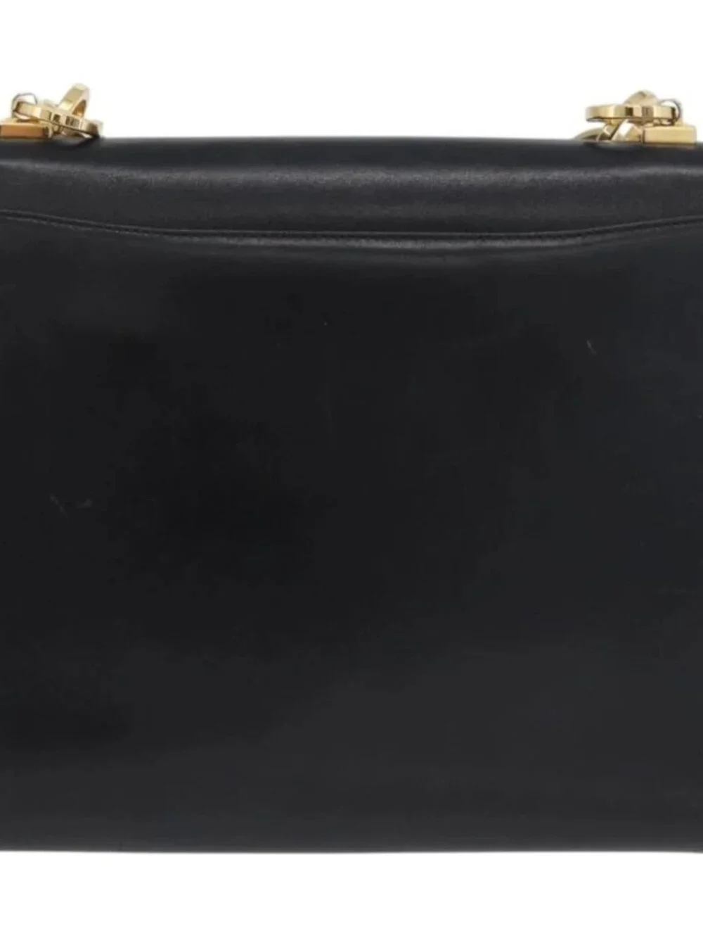 Salvatore Ferragamo Gancini Shoulder Bag Leather Black Gold Auth LNZ598